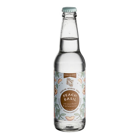 Reading Soda Works Peach Basil Sparkling Botanical Soda 12 fl. oz. - 12/Case