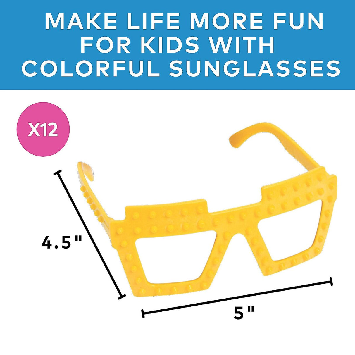 Vibrant Color Brick Party Sunglasses - 12 Pc. for Fun Events