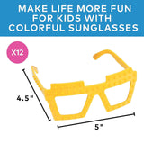Vibrant Color Brick Party Sunglasses - 12 Pc. for Fun Events