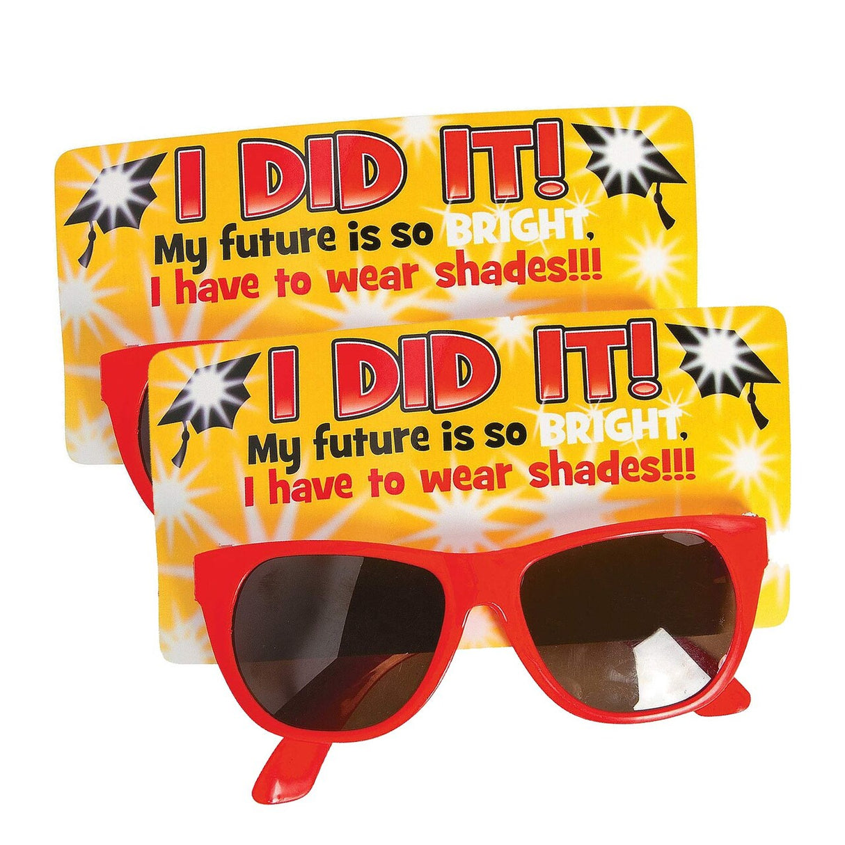 5 1/4" x 2" I Did It Graduation Plastic Novelty Sunglasses with Card for 12