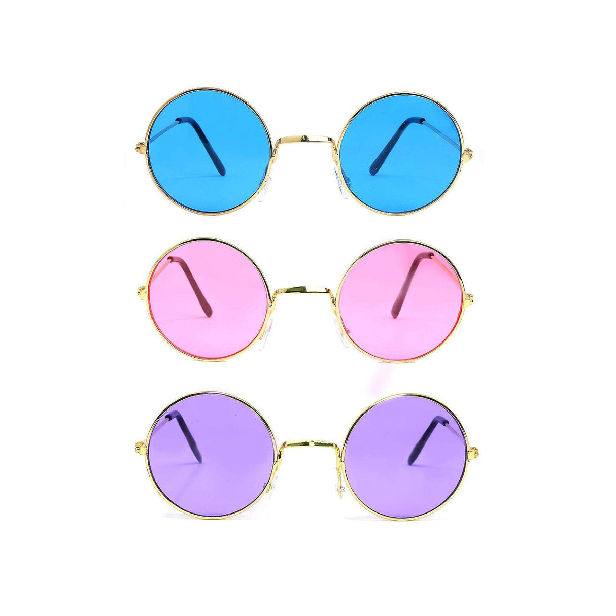 Skeleteen Tinted Round Hippie Glasses Pink Purple and Blue 60's Style Hipster Circle Sunglasses - 12 Pairs