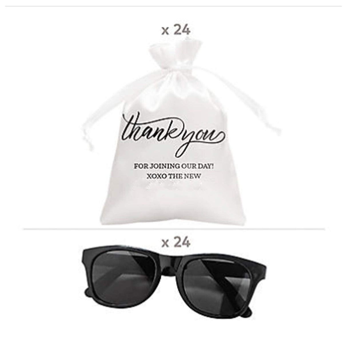 Mini Personalized Thank You Drawstring Bags with Sunglasses Kit for 24