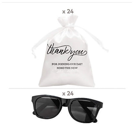 Mini Personalized Thank You Drawstring Bags with Sunglasses Kit for 24