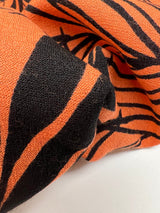 Wool Floral Printed Fabric Orange Black