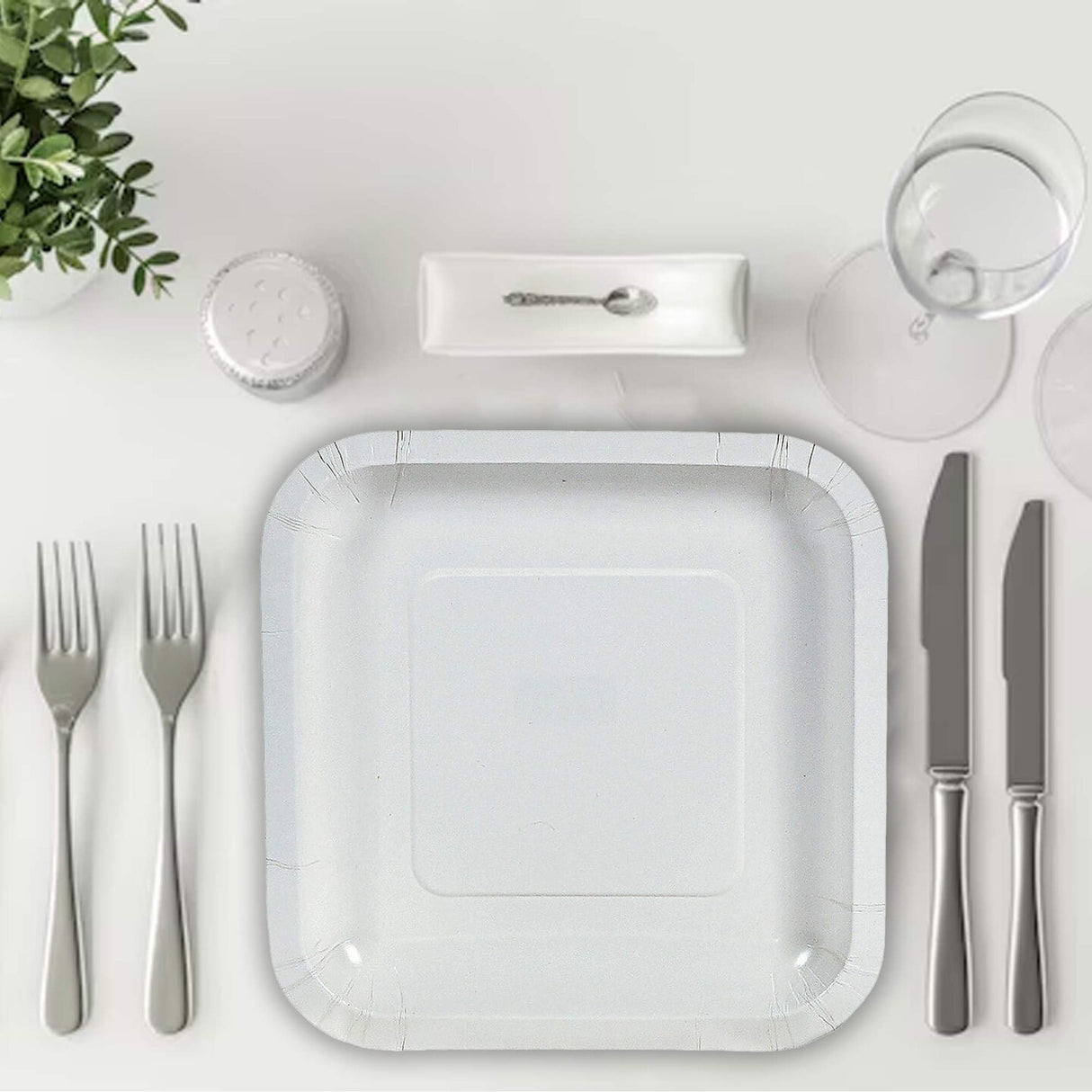 24 Count White Square Paper Dessert Plates 7"
