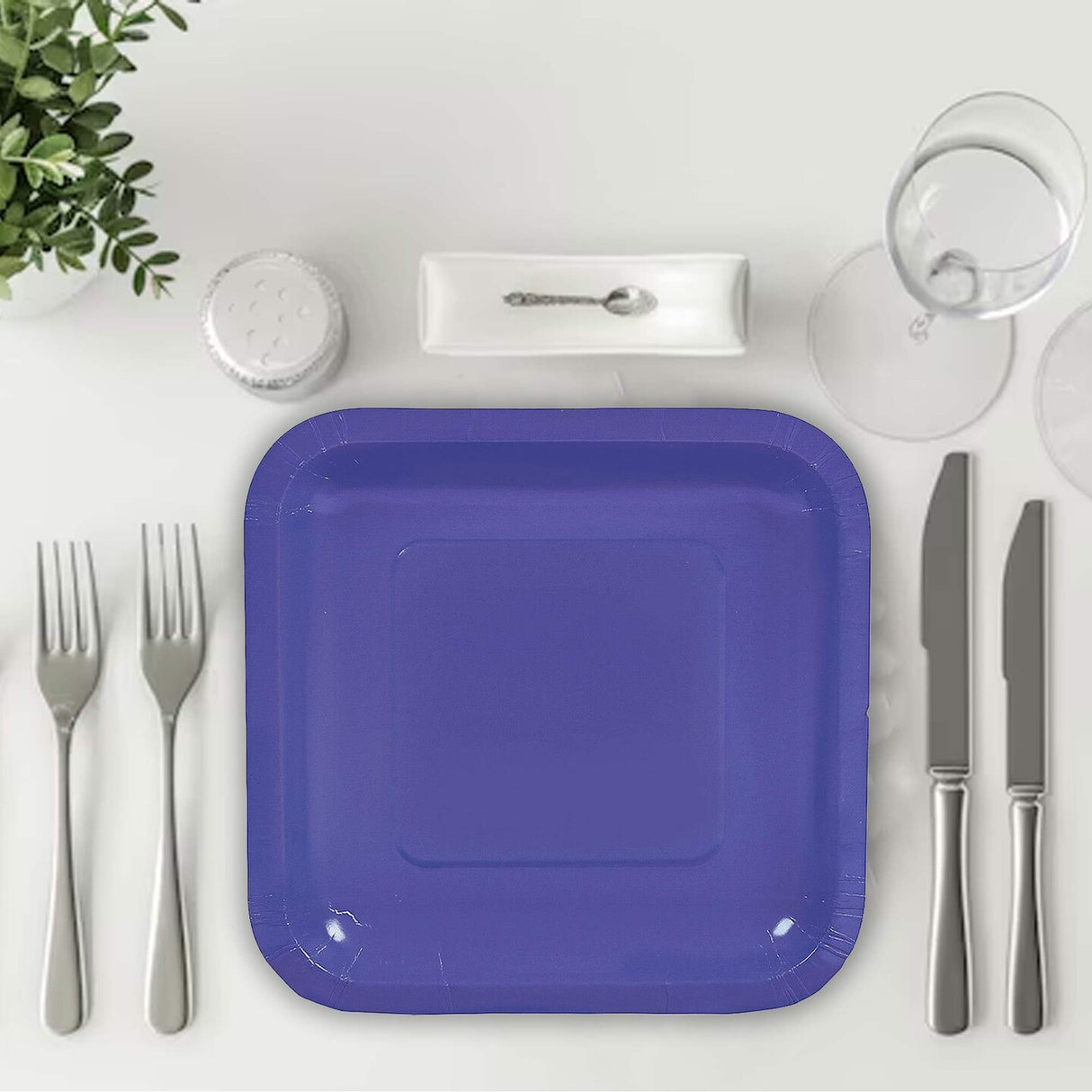 24 Count Purple Square Paper Dessert Plates for Party Supplies Baby Shower Wedding 7"
