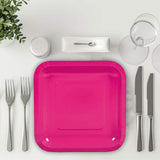 24 Count Hot Pink Square Paper Dessert Plates 7"