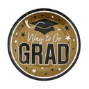 Platos para postre negros "Way to Go Grad" de 7.25 pulgadas, 25 unidades, vajilla para fiesta de graduación.