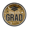 7 1/4" Green Way to Go Grad Disposable Paper Dessert Plates 25 Ct.