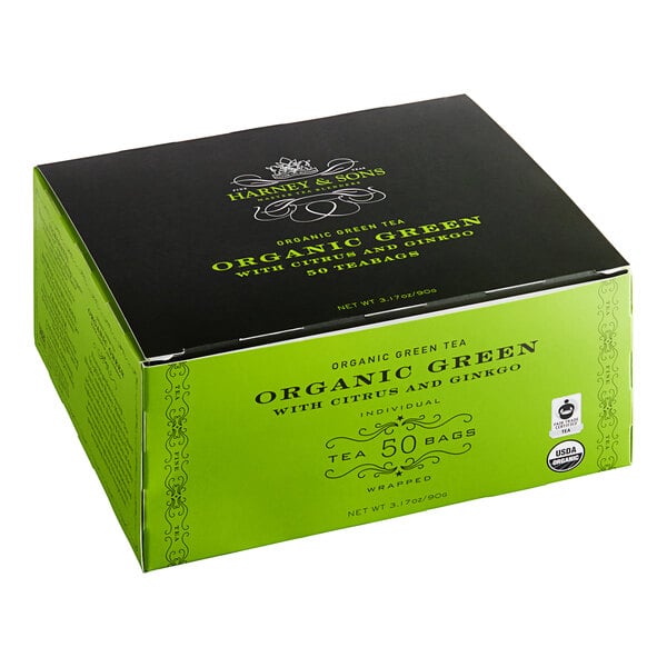 Harney & Sons Organic Green Citrus Ginkgo Tea Bags - 50/Box