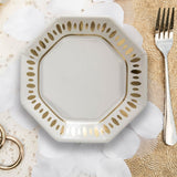 White and Gold Elegant Party Paper Dessert Plates 8 Count Wedding Tableware