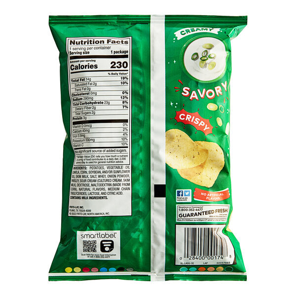Lay's Sour Cream & Onion Potato Chips 1.5 oz. - 64/Case