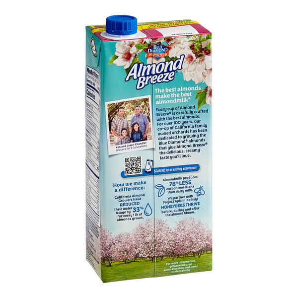 Almond Breeze Unsweetened Almond and Coconut Milk Blend 32 fl. oz. - 12/Case