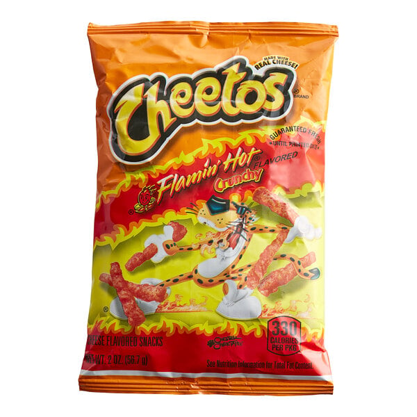 Cheetos Flamin' Hot Crunchy Cheese Flavored Snacks 2 oz. - 64/Case