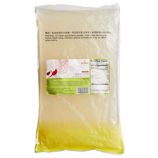 Bossen Lychee Crystal Boba in Syrup 4.4 lb. - 6/Case
