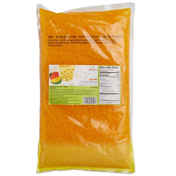 Bossen Mango Crystal Boba in Syrup 4.4 lb. - 6/Case
