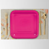 24 Count Hot Pink Square Paper Dessert Plates 7"
