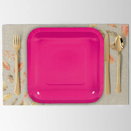 24 Count Hot Pink Square Paper Dessert Plates 7"