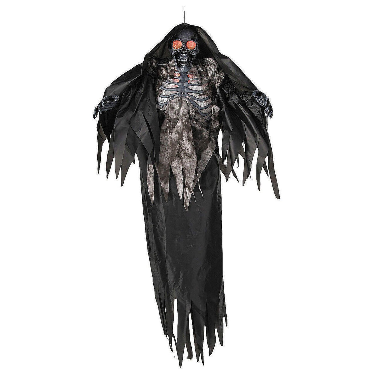 5 Ft 4 Inch Light Up Hanging Black Gray Grim Reaper Halloween Decoration