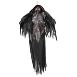 5 Ft 4 Inch Light Up Hanging Black Gray Grim Reaper Halloween Decoration