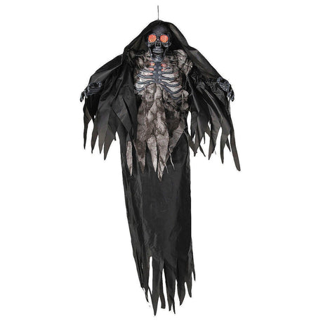 5 Ft 4 Inch Light Up Hanging Black Gray Grim Reaper Halloween Decoration