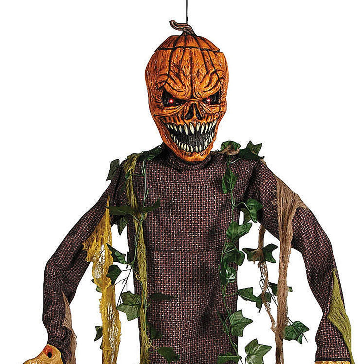 5 Ft Light Up Posable Hanging Pumpkin Patch Ghoul with Sound Halloween Decoration