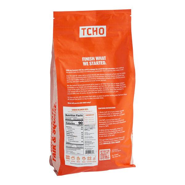 TCHO Choco Blanco 35% White Oat Milk Chocolate Hexagons 6.6 lb. - 3/Case
