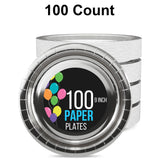 100 Count Reflective Silver Paper Plates Elegant Disposable Party Dinnerware for Weddings and Events 9 Inch