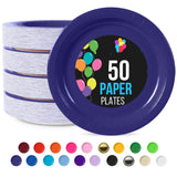 50 Count Navy Paper Plates 9 Inch Elegant Disposable Dinnerware for Parties and Events