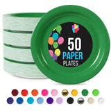 50 Count Emerald Green Paper Plates 9 Inch Durable Disposable Dinnerware for Parties & Events