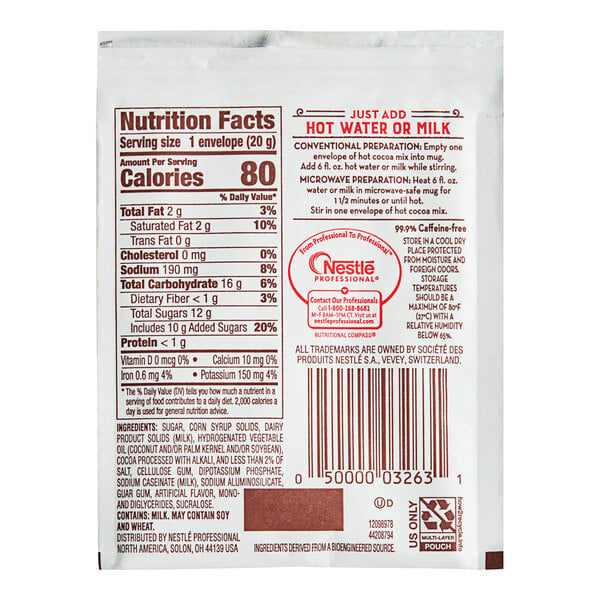 Nestle Rich Chocolate Hot Cocoa Mix Packet - 300/Case