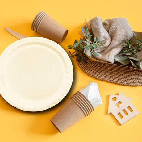 24 Count Ivory Round Dessert Paper Plates for Elegant Event Settings 7 Inch