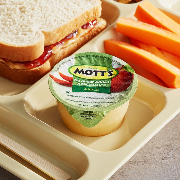 Mott's No Sugar Added Applesauce 3.9 oz. Cup - 72/Case