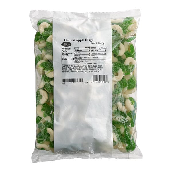 Albanese Green Apple Gummi Rings 4.5 lb. - 4/Case