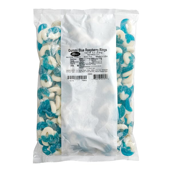 Albanese Blue Raspberry Gummi Rings 4.5 lb. - 4/Case