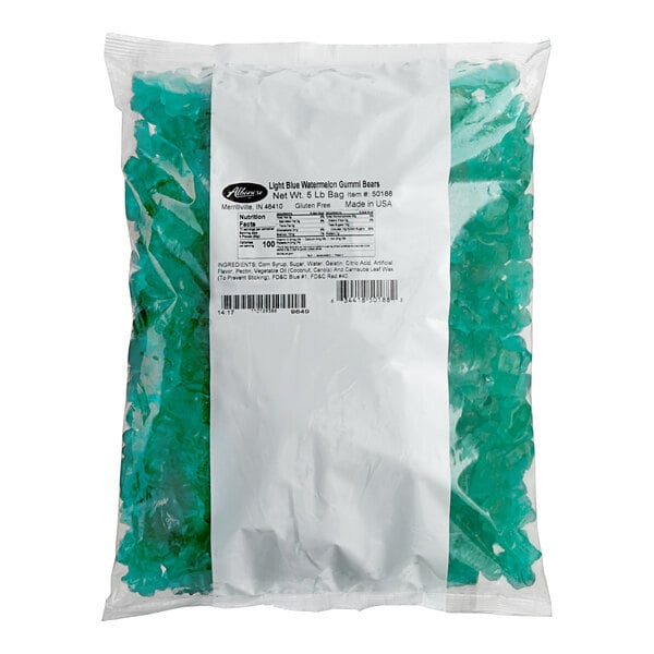 Albanese Light Blue Watermelon Gummi Bears 5 lb. - 4/Case