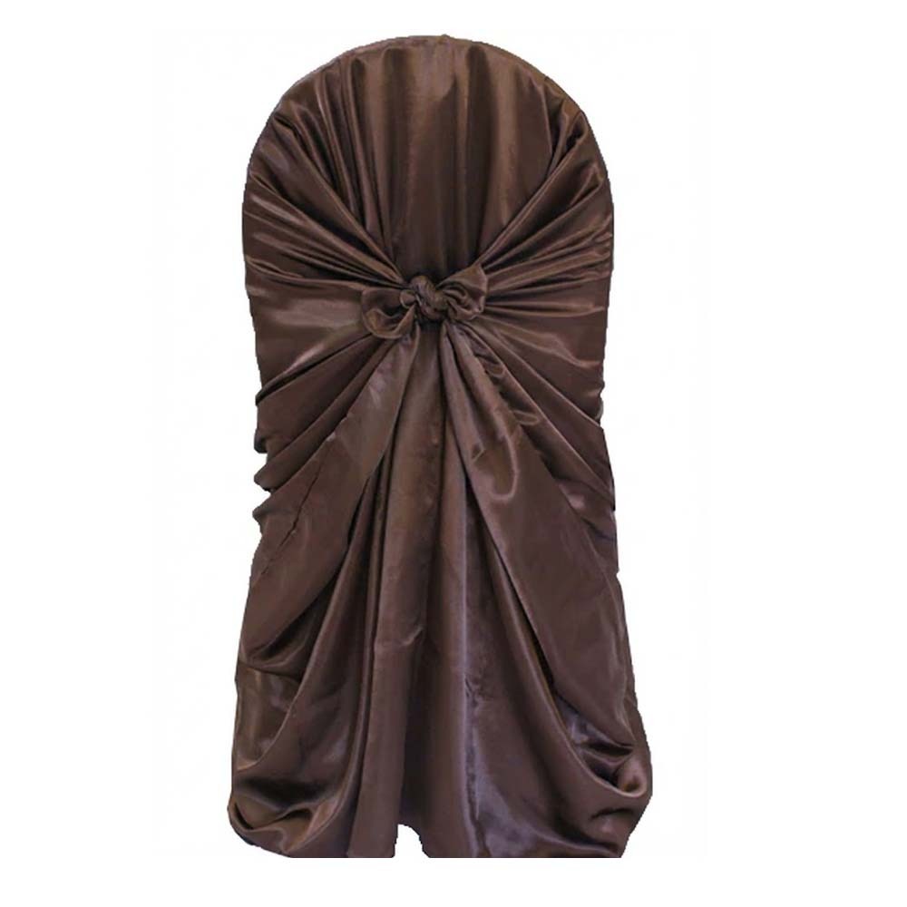 Chocolate Satin Universal Self Tie Chair Cover