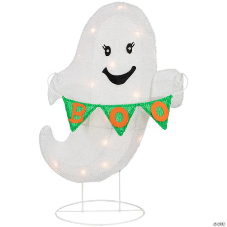 RADYAN Lighted LED Ghost with Boo Banner Halloween Yard Decoration for Porches shown in a clear product image