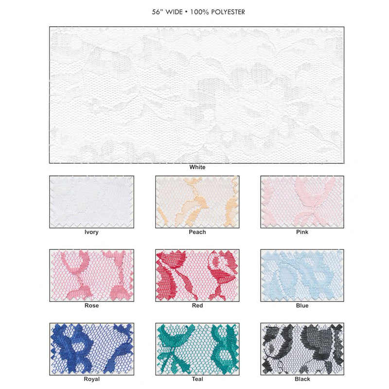 Galloon Lace 100% Polyester Fabric - Rose/Royal Scalloped, 60" Wide (1 Yard)