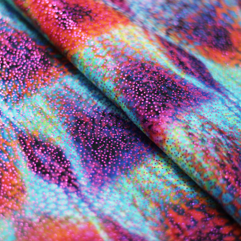 Magic Cobra Nylon Spandex Fabric - Multi Snakeskin Wet Print, 58-60" Width (1 Yard)