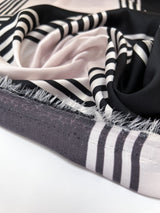 Printed Polyester Sateen Fabric Beige Black