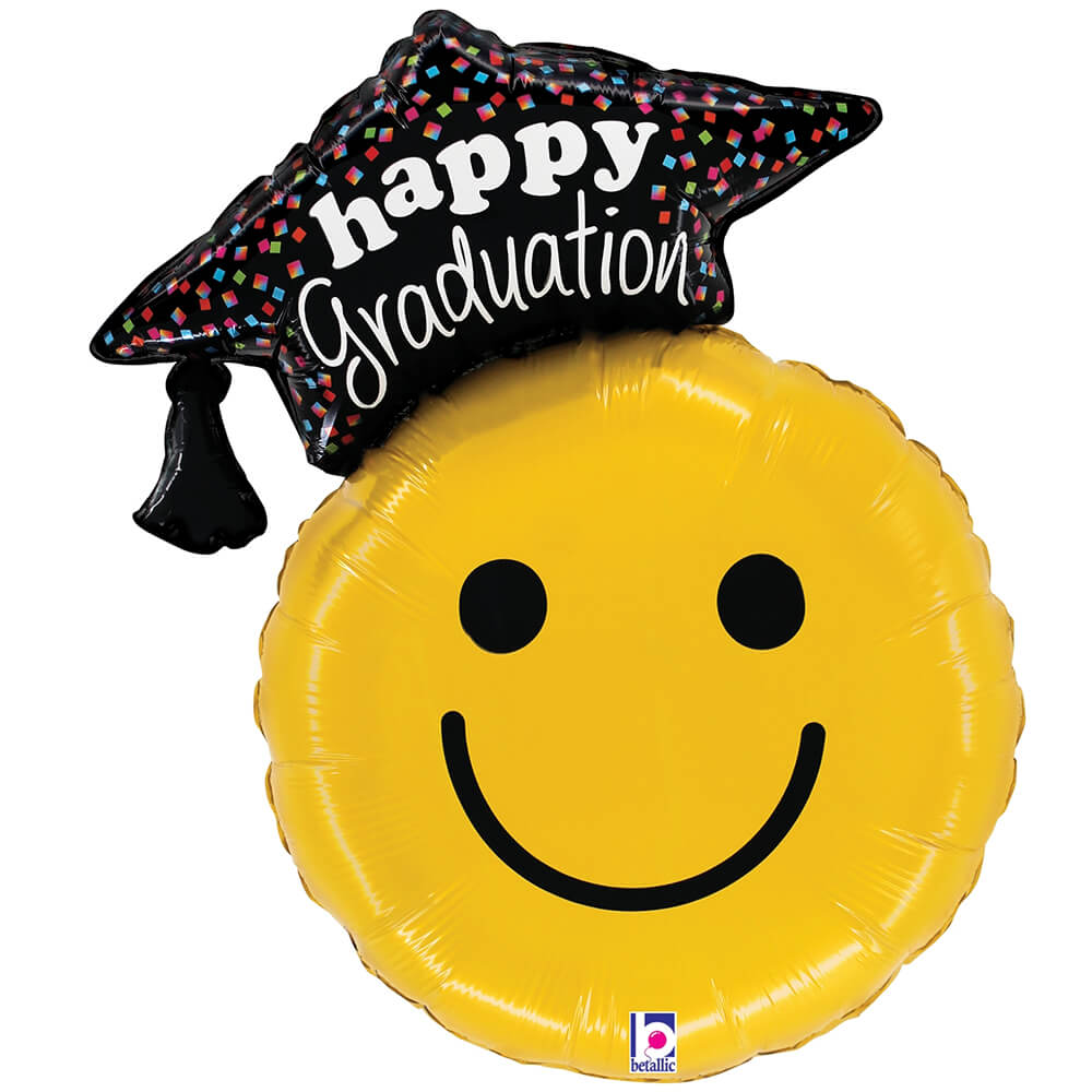 Graduation Smiley Foil Balloon 26 Inch