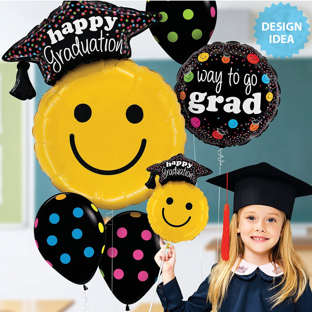 Graduation Smiley Foil Balloon 26 Inch