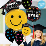 Graduation Smiley Foil Balloon 26 Inch