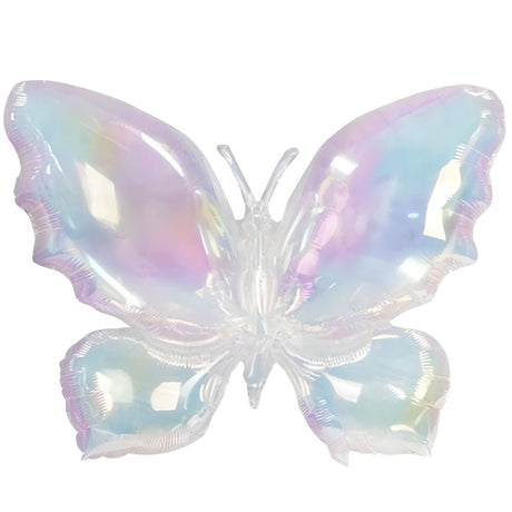Butterfly Foil Balloon 26 Inch Iridescent Clear