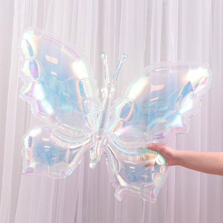Butterfly Foil Balloon 26 Inch Iridescent Clear