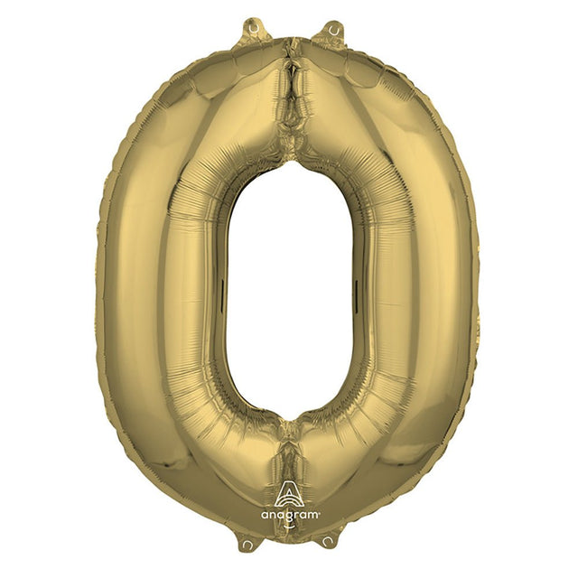 Foil Number 0 Balloon White Gold
