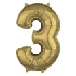 Foil Number 3 Balloon White Gold