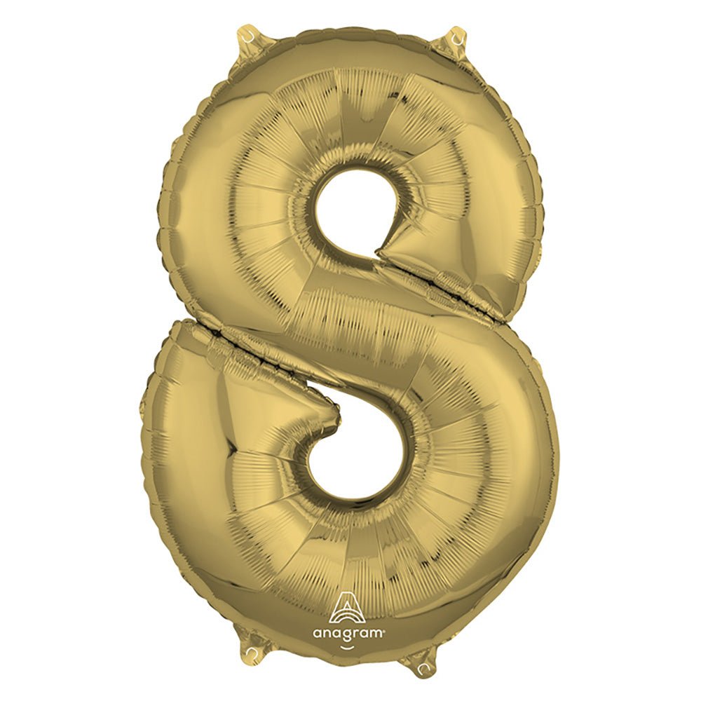 Foil Number 8 Balloon White Gold