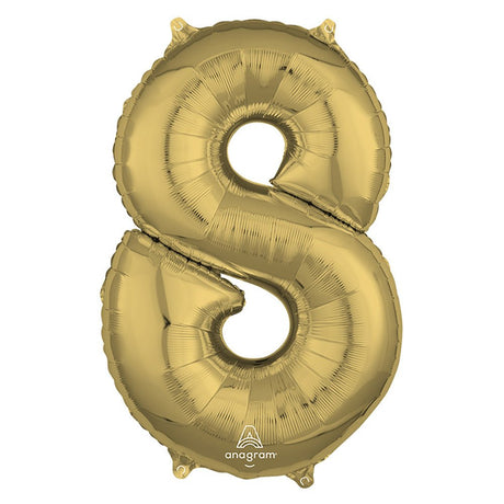 Foil Number 8 Balloon White Gold